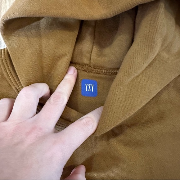 YZY Gap Brown Double Layer  Front Pocket Long Sleeve Hoodie- Size Youth/Child M - Picture 2 of 8